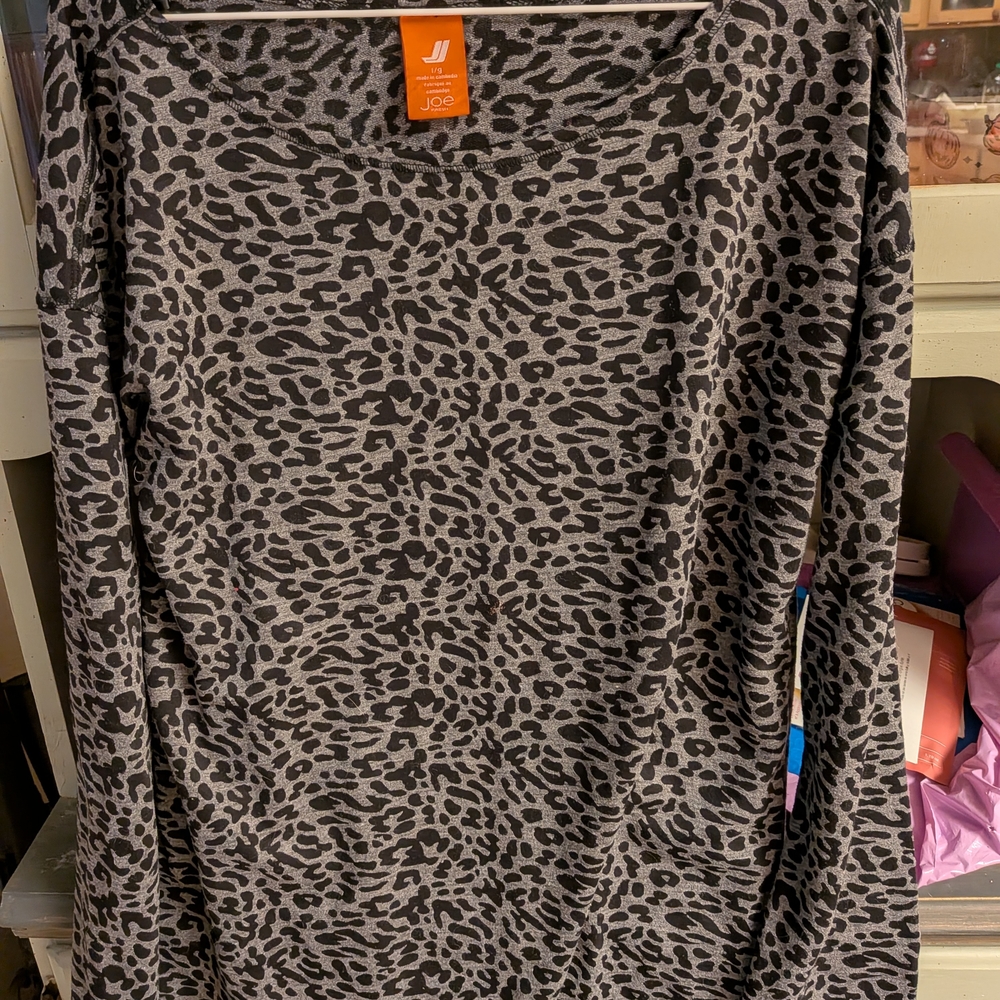 Joe Fresh Black and Gray Animal Print Top